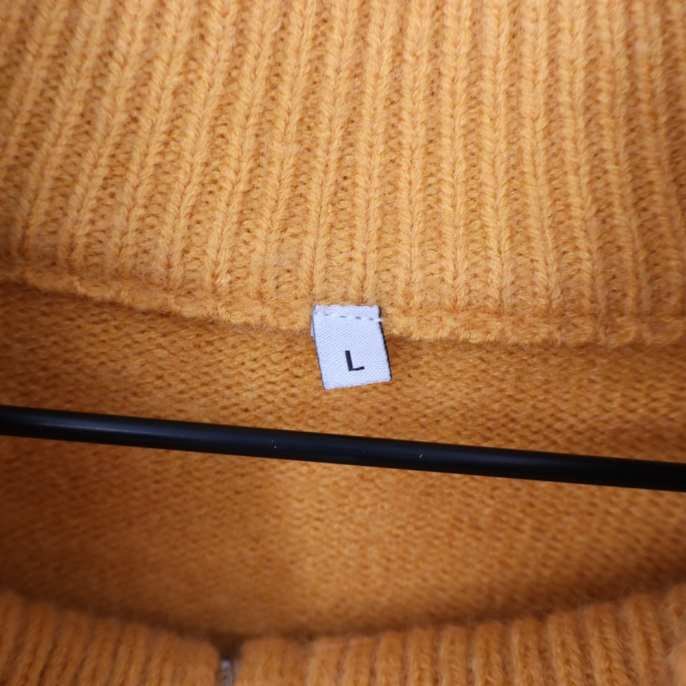 Track Jacket Womens Large Yellow Knit Ribbed Full Zip Mock Neck Raglan Sleeve - Picture 6 of 9